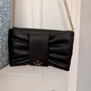 Kate Spade Black Clutch with Gold Chain